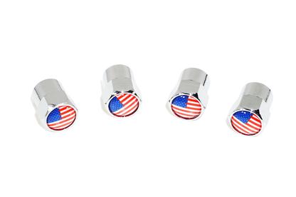 Chrome Valve Stem Tire Caps, Style: United States (USA) Stars & Stripes Flag