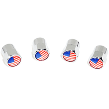 Chrome Valve Stem Tire Caps, Style: United States (USA) Stars & Stripes Flag
