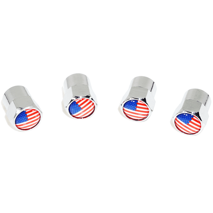 Chrome Valve Stem Tire Caps, Style: United States (USA) Stars & Stripes Flag
