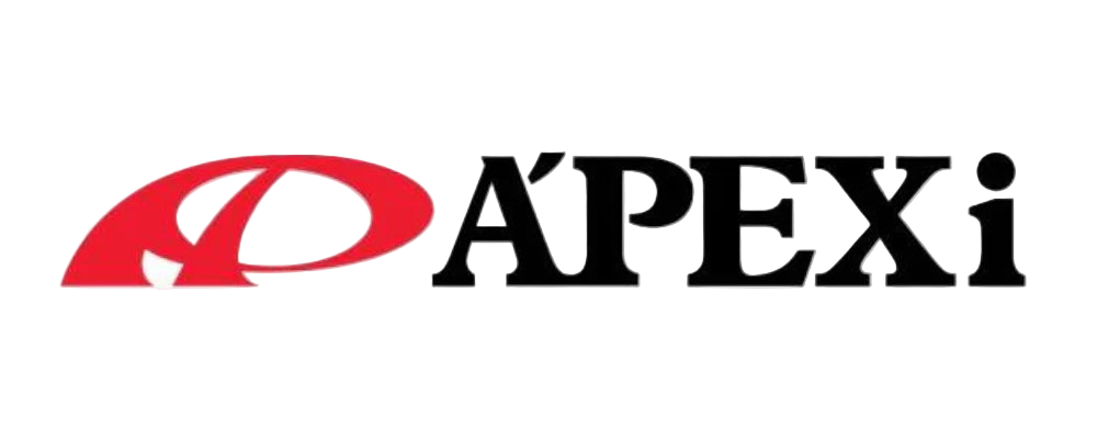 APEXi logo with red and black design on a white background