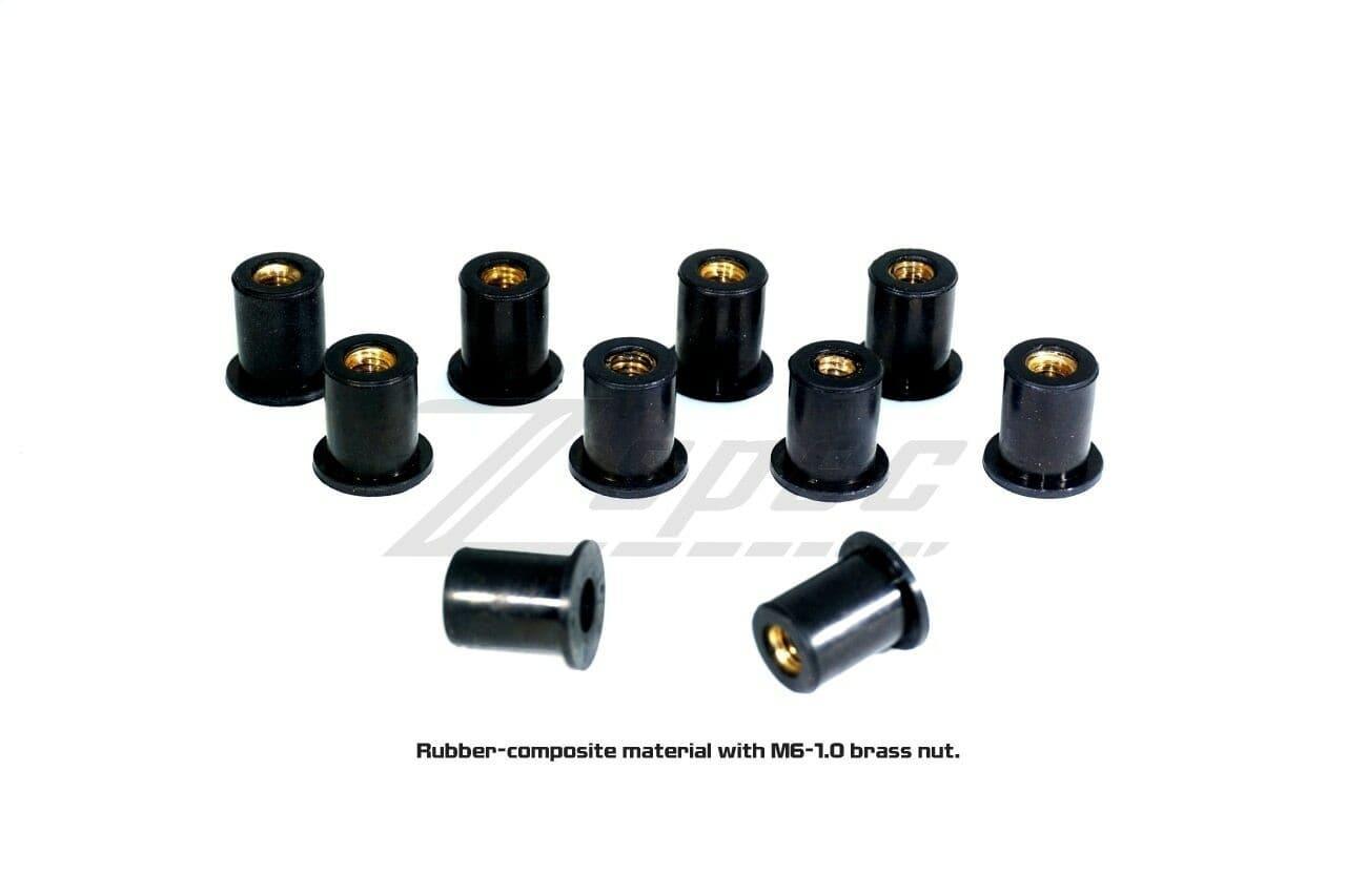 ZSPEC M6 Rubber-Composite Well Nuts for Body Kits and Flares, 10-Pack