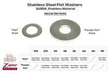 ZSPEC M4 Flat Washers, SUS304 Stainless, 10-Pack