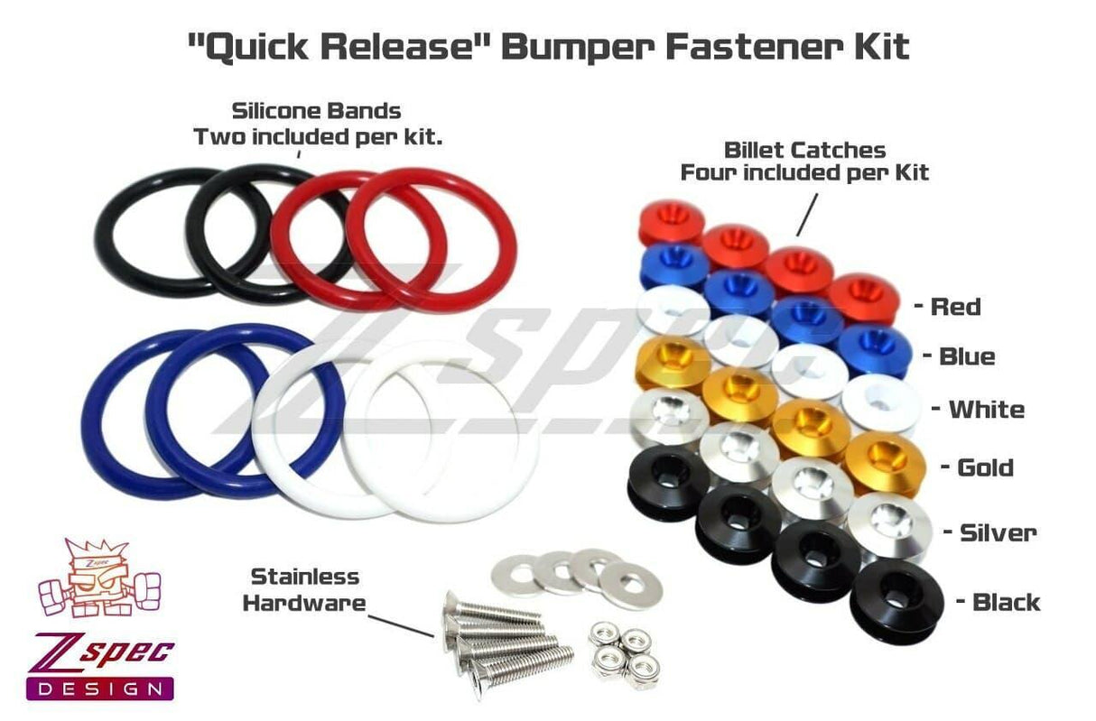 ZSPEC Quick Release Bumper Fastener Kit w/BLACK Catches & Colored Bands