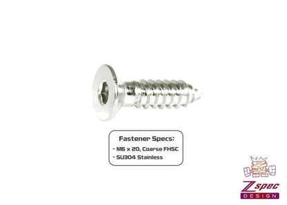 ZSPEC M6x20mm Coarse Flat-Head FHSC Fasteners, Stainless, 10-Pack