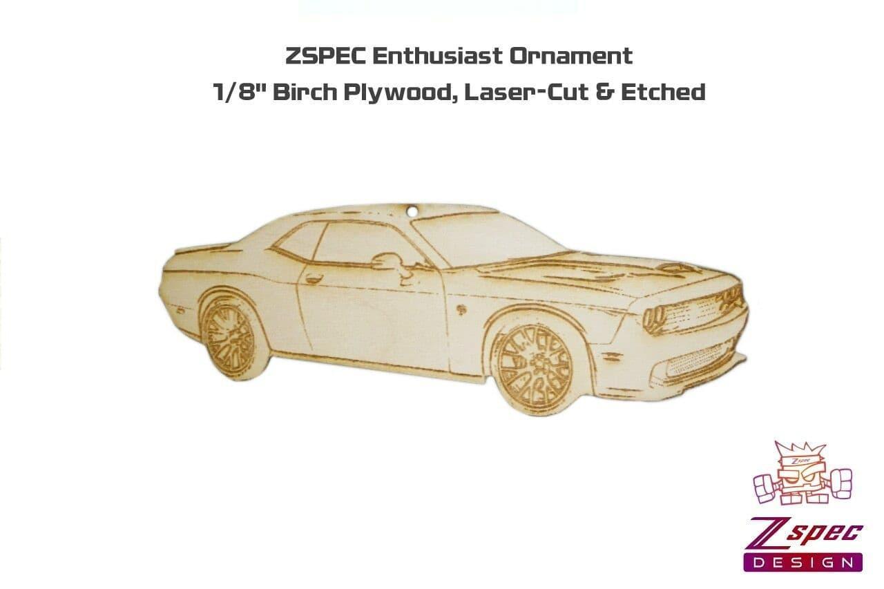 ZSPEC Laser-Engraved Ornament, Style: Dodge. Challenger SRT, ~5-inch Wide