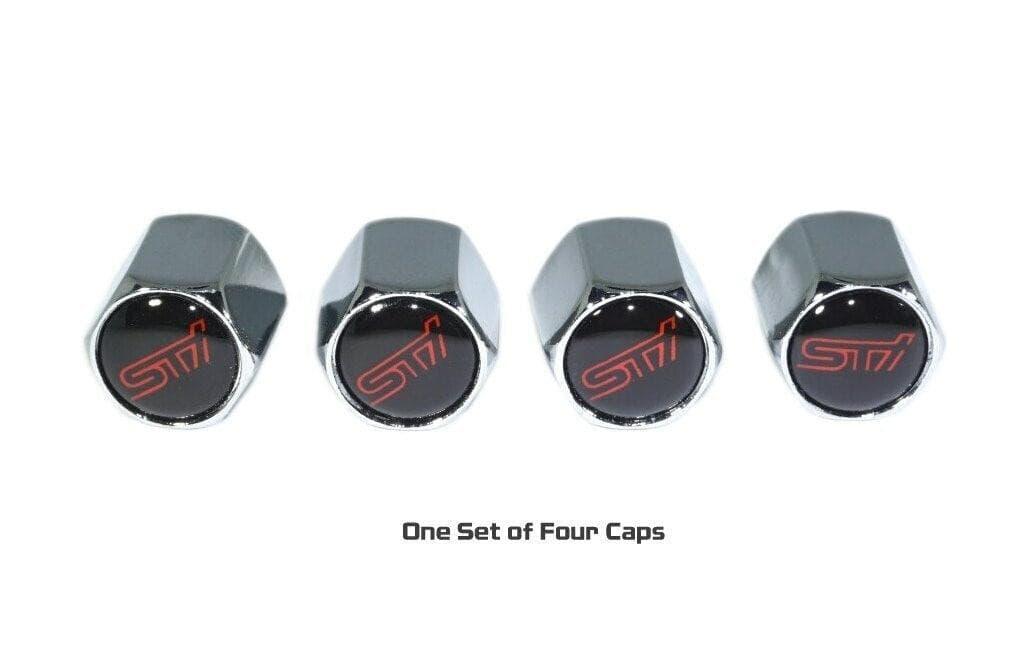 Chrome Valve Stem Tire Caps, Style: Subaru STI WRX
