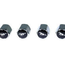 Chrome Valve Stem Tire Caps, Style: Mustang, Black Background