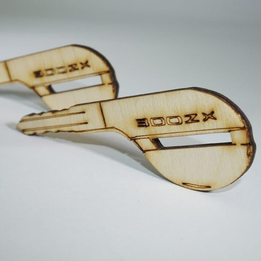 ZSPEC Laser-Engraved Birch Key Ornaments, Set of 4, Style: Nissan 300zx Z32, ~5-inch Wide