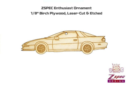 ZSPEC Laser-Engraved Wood Ornament, Style: Camaro Z28, Birch, ~5"