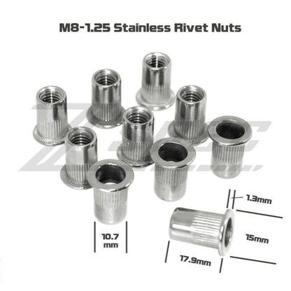 ZSPEC M8-1.25 Rivet Nuts, SUS304 Stainless Steel, 10-Pack