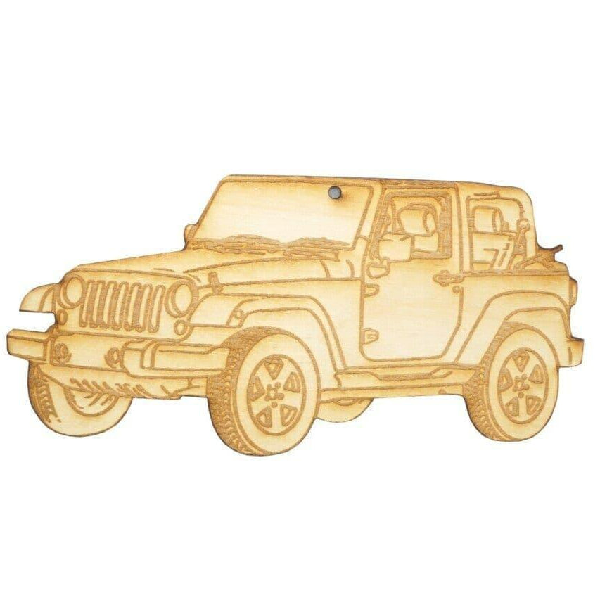 ZSPEC Laser-Engraved Wood Ornament, Style: Jeep Wrangler, ~5"