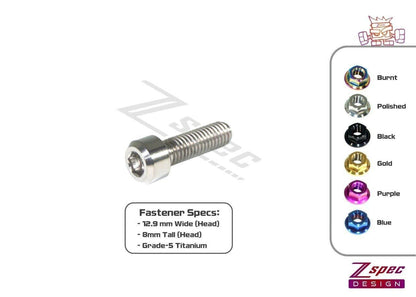 ZSPEC M8-1.25x25mm Socket-Cap SHSC Fastener/Bolt, Titanium Grade-5, Per Each