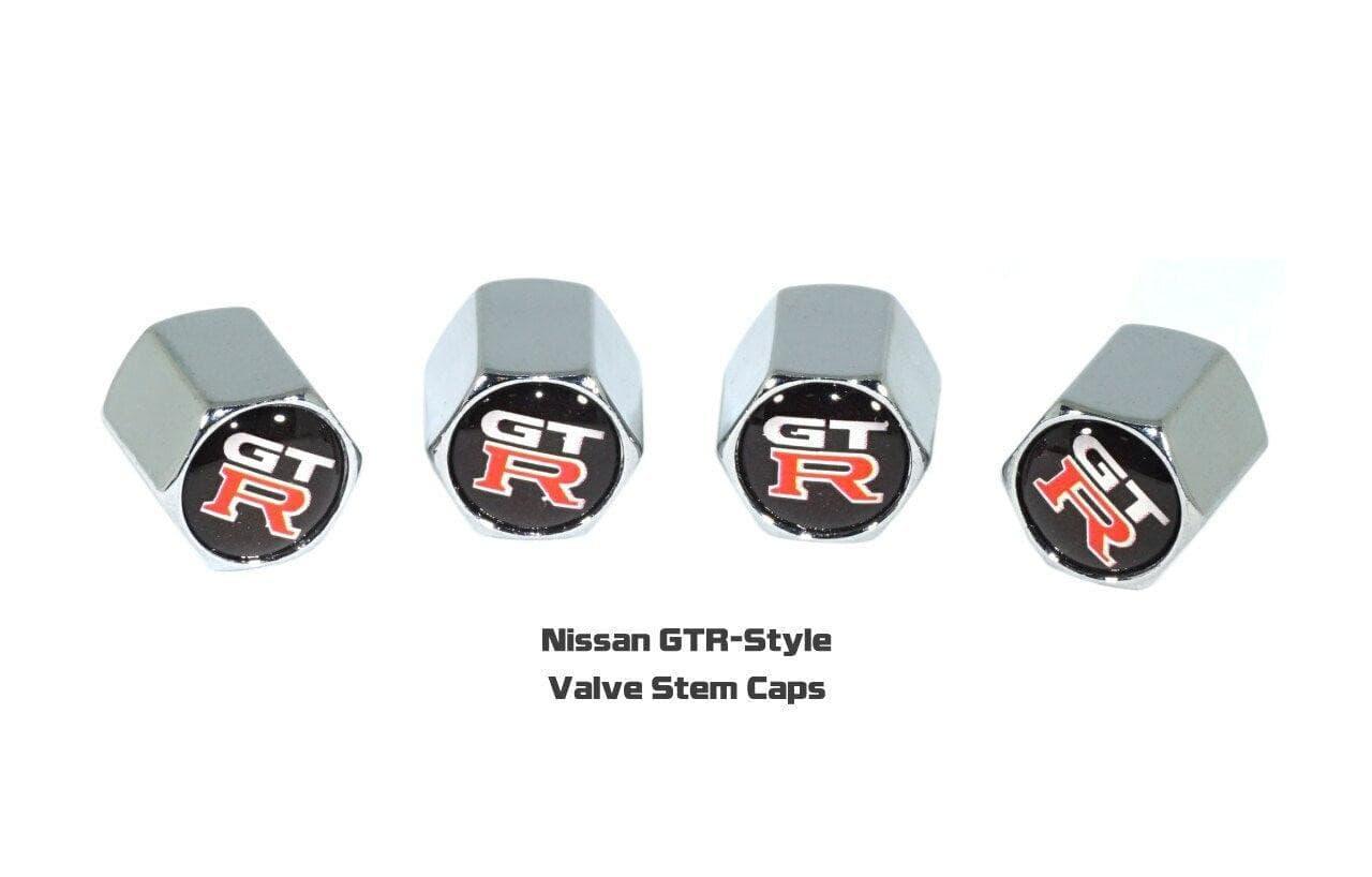 Chrome Valve Stem Tire Caps, Style: Nissan GTR/GT-R