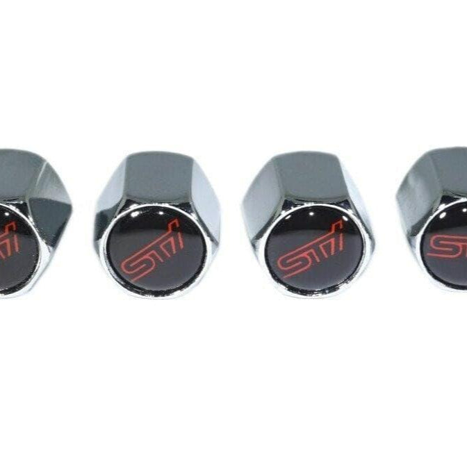 Chrome Valve Stem Tire Caps, Style: Subaru STI WRX