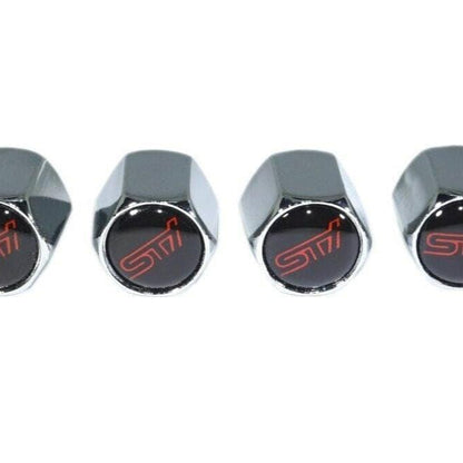 Chrome Valve Stem Tire Caps, Style: Subaru STI WRX