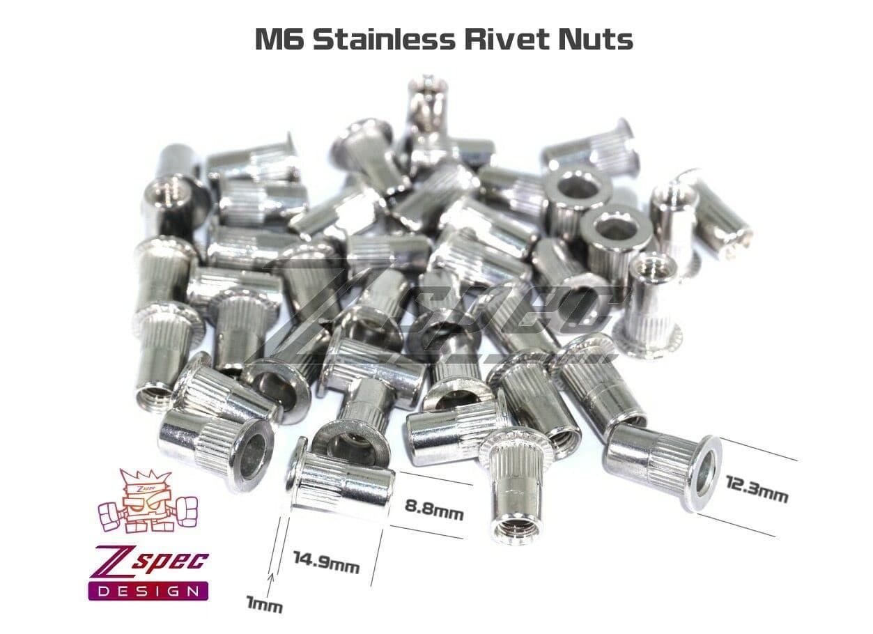 ZSPEC M6-1.0 Rivet Nuts, SUS304 Stainless Steel, 10-Pack