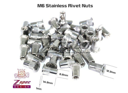 ZSPEC M6-1.0 Rivet Nuts, SUS304 Stainless Steel, 10-Pack