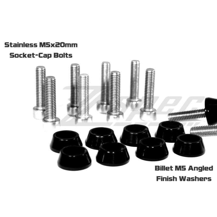 ZSPEC SHSC M5x20mm Bolts w/Angled Finish Washers, Stainless & Billet, Sold as 10-Pack