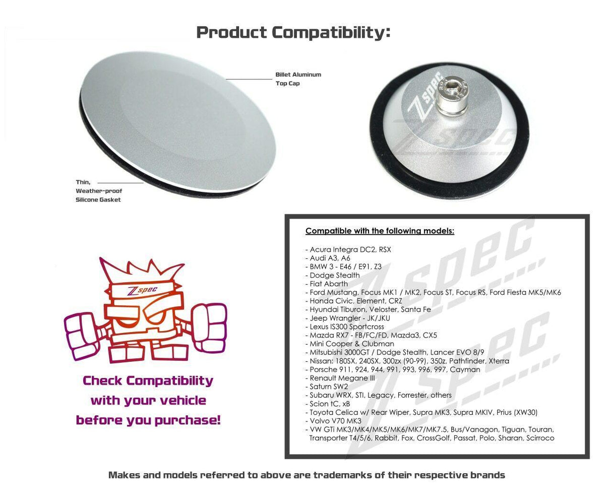ZSPEC 44mm Rear Wiper Hole-Cover/Cap/Plug, Weatherproof, fits holes 16mm-30mm, Black