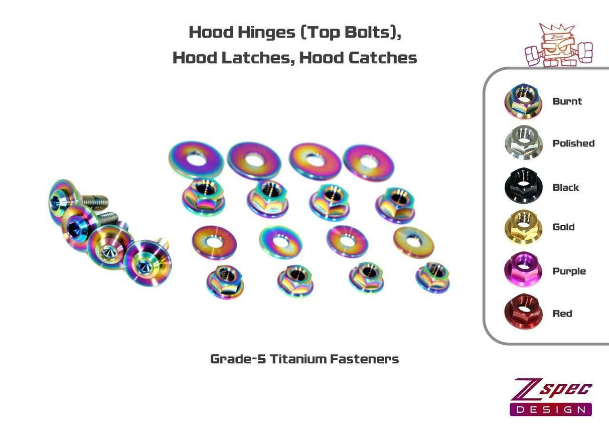 ZSPEC Hood Hinges/Latches/Catches Fasteners for '20+ Toyota Supra MKV GR A90, Titanium