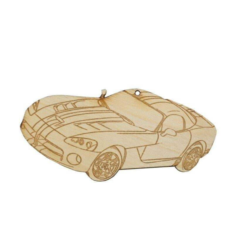 ZSPEC Laser-Engraved Ornament, Style: Dodge Viper, Birch, ~5-inch Wide