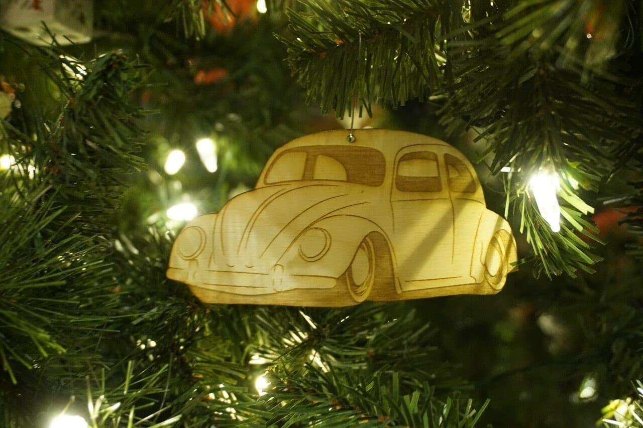 ZSPEC Laser-Engraved Birch Ornament, Style: VW Classic Beetle/Bug, ~5-inch Wide