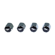 Chrome Valve Stem Tire Caps, Style: Mustang, Black Background