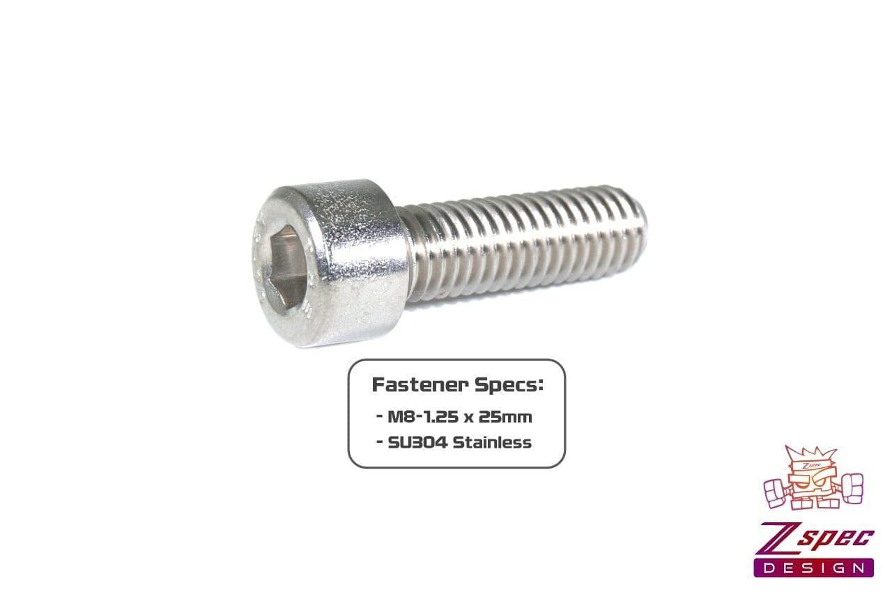 ZSPEC M8-1.25x25mm Socket-Cap SHSC Fasteners, SUS304 Stainless, 10-Pack