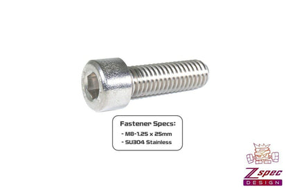 ZSPEC M8-1.25x25mm Socket-Cap SHSC Fasteners, SUS304 Stainless, 10-Pack