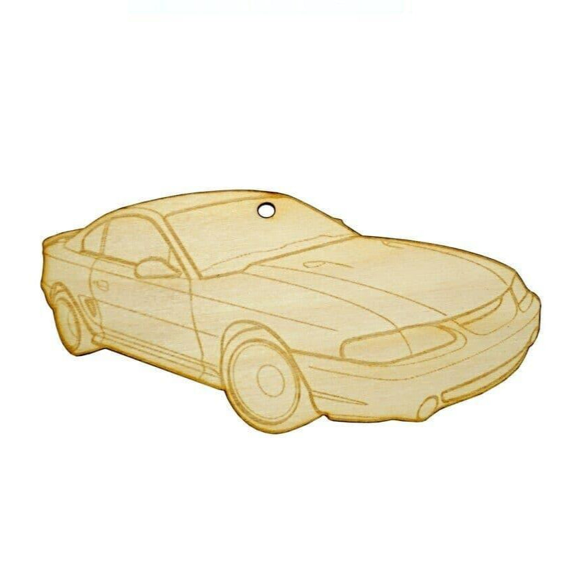 ZSPEC Laser-Engraved Birch Ornament, Style: Ford Mustang SN95, ~5-inch Wide