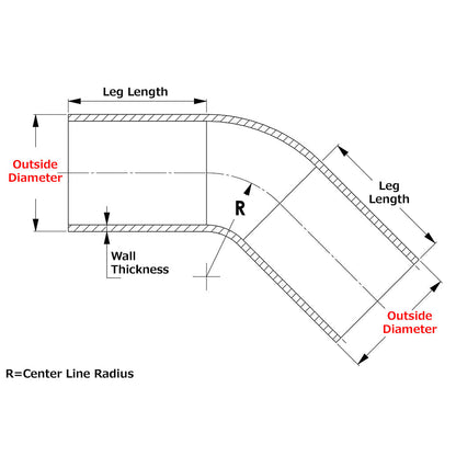 HPS 3/4" OD 45 degree Bend 6061 Aluminum Elbow Pipe Tubing 16 Gauge