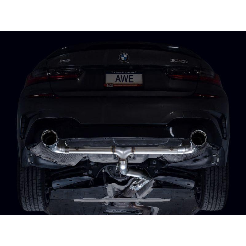 AWE Tuning Track Edition Axle Back Exhaust | 3" Diameter | 4.5" Dual Chrome Silver BMW 430i 2021-2024|BMW 330i 2019-2024|BMW 330i xDrive 2019-2024|BMW 430i xDrive 2021-2024