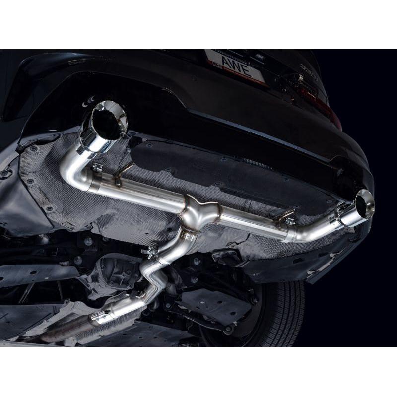 AWE Tuning Track Edition Axle Back Exhaust | 3" Diameter | 4.5" Dual Chrome Silver BMW 430i 2021-2024|BMW 330i 2019-2024|BMW 330i xDrive 2019-2024|BMW 430i xDrive 2021-2024