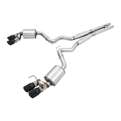 AWE Tuning 2018+ Ford Mustang GT (S550) Cat-back Exhaust - Touring Edition (Quad Diamond Black Tips)