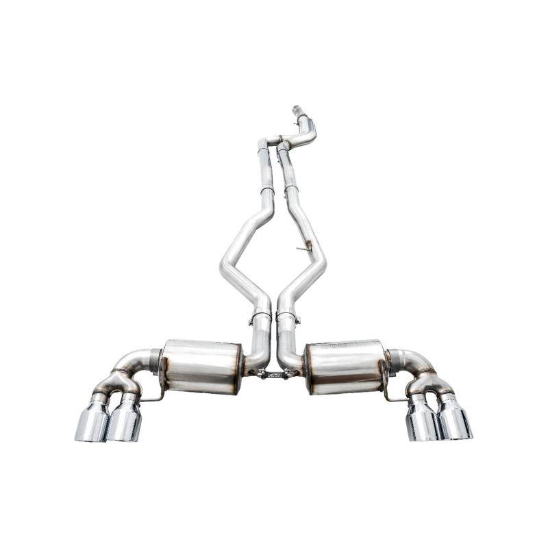 AWE Tuning 2019+ BMW M340i (G20) Non-Resonated Touring Edition Exhaust - Quad Chrome Silver Tips