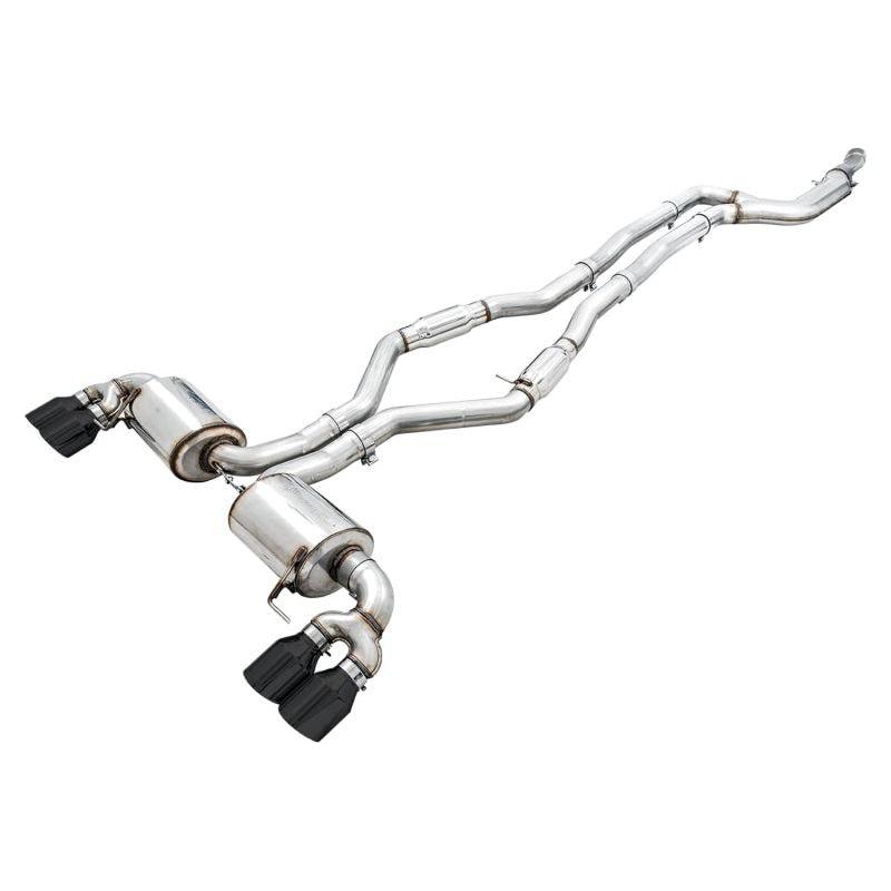 AWE Tuning 2019+ BMW M340i (G20) Resonated Touring Edition Exhaust - Quad Diamond Black Tips