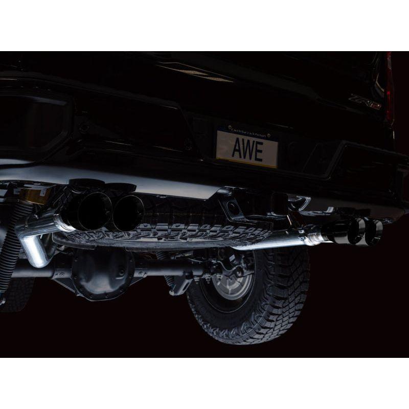 AWE Tuning 22-23 GMC Sierra 1500 AT4X 6.2L 0FG Catback Split Dual (Flat Bumper) - Diamond Black Tips