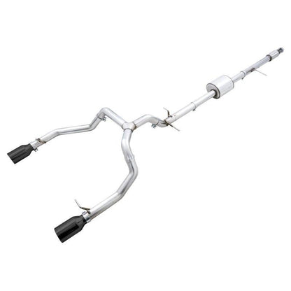 AWE Tuning 4th Gen GM 1500 5.3L 0FG Catback Dual Side Exit (Flat Bumper) - Diamond Tips