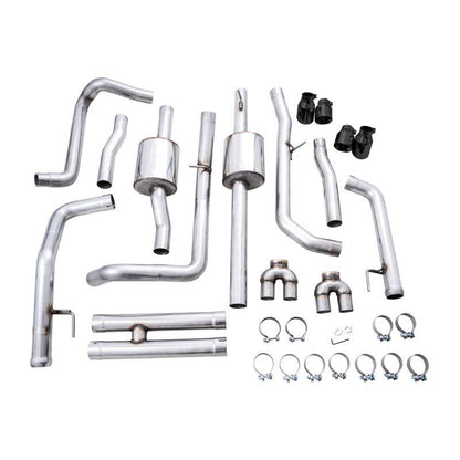 AWE Tuning 4th Gen GM 1500 6.2L 0FG Catback Split Rear Exit (w/ Bumper Cutouts) - Quad Diamond Tips