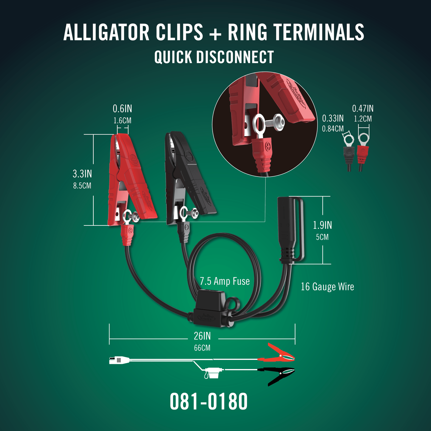 Alligator Clip and Ring Terminal Combo with Quick Disconnect