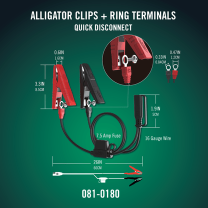 Alligator Clip and Ring Terminal Combo with Quick Disconnect