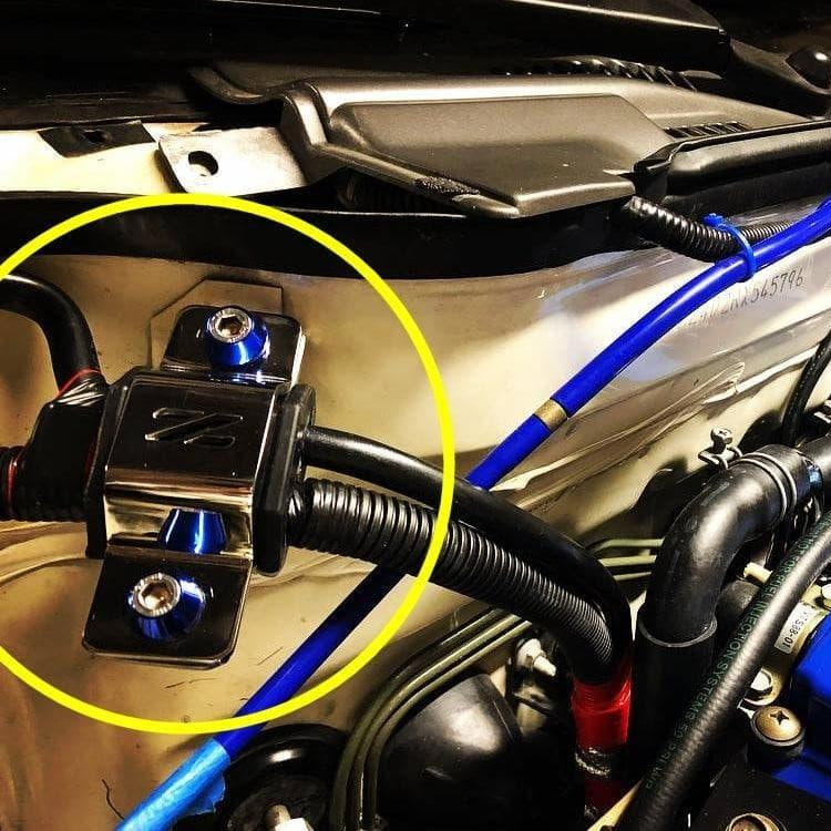 ZSPEC Battery Cable Bracket for '90-99 Nissan 300zx Z32, Black Powdercoat