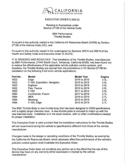 Ford Mustang and F150 3.5 / 3.7L V6 73mm Throttle Body 11-17