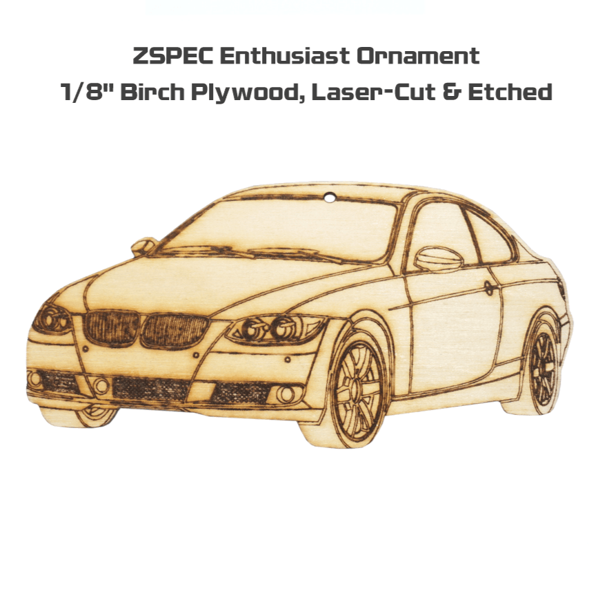 ZSPEC Laser-Engraved Wood Ornament, Style: BMW 3-Series, Birch, ~5"