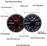 2-1/16" Premium White Pointer Clear Lens Boost gauge Amber/White