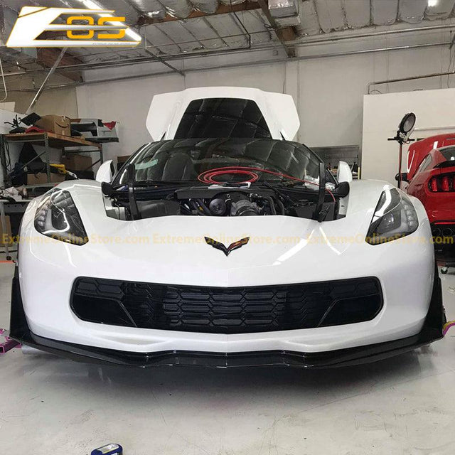 Corvette C7 Carbon Flash Front Splitter W/ Stage 3 Wickerbill Side Winglets
