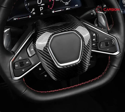 C8 Corvette Real Carbon Fiber Steering Wheel Airbag Cover | Interior Upgrade (2020–2026)