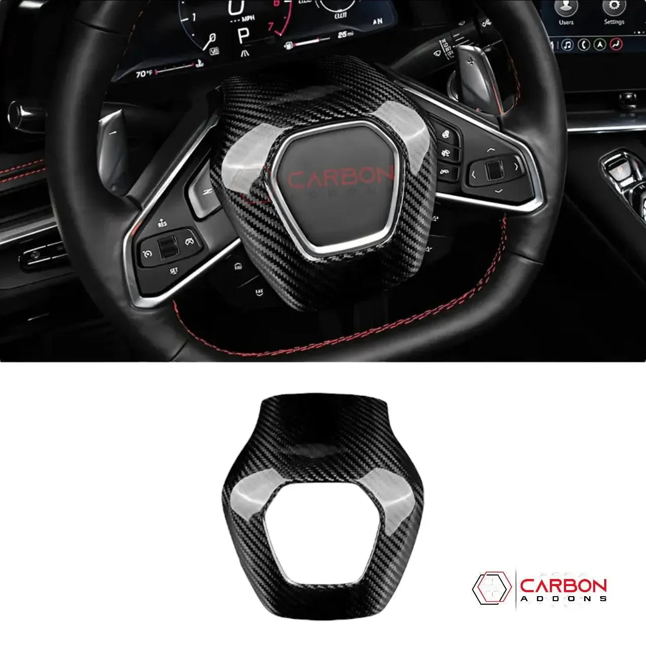 C8 Corvette Real Carbon Fiber Steering Wheel Airbag Cover | Interior Upgrade (2020–2026)