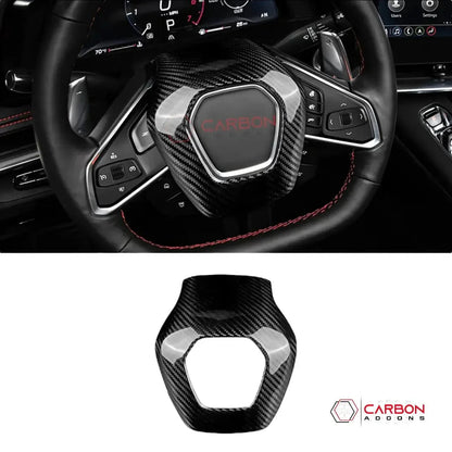 C8 Corvette Real Carbon Fiber Steering Wheel Airbag Cover | Interior Upgrade (2020–2026)