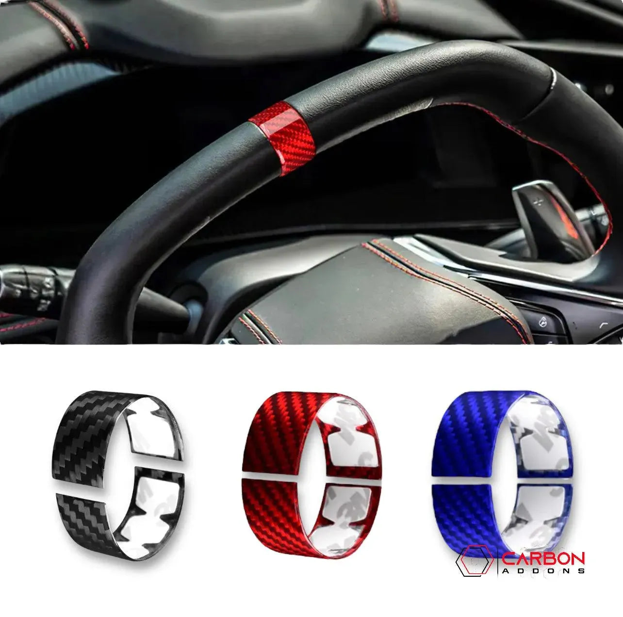 C8 2020+ Corvette Steering Wheel Racing Stripe Carbon Fiber Covers